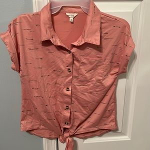 Girls button up tie front blouse